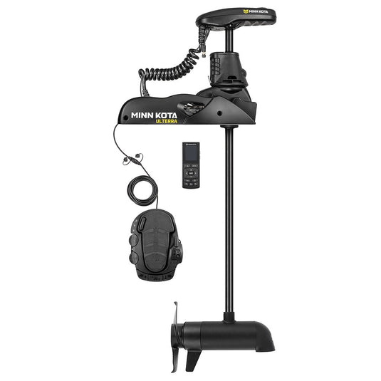 Minn Kota Ulterra 2 80 lb freshwater trolling motor with 45-inch shaft, built-in Humminbird Dual Spectrum CHIRP sonar, wireless remote, automatic stow/deploy and electronic Power Trim