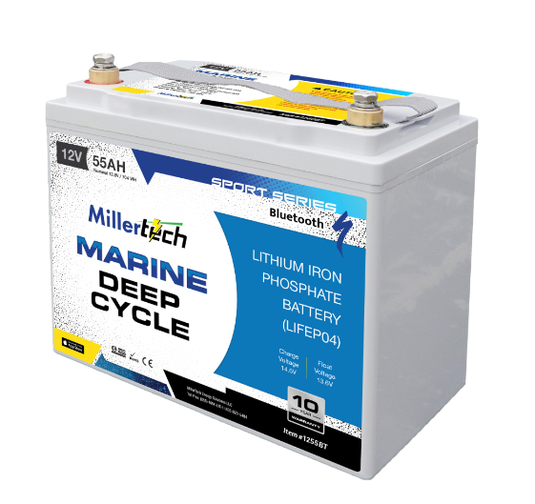 MillerTech 55ah Lithium Deep Cycle Battery (Trolling/Electronics) w/ Bluetooth