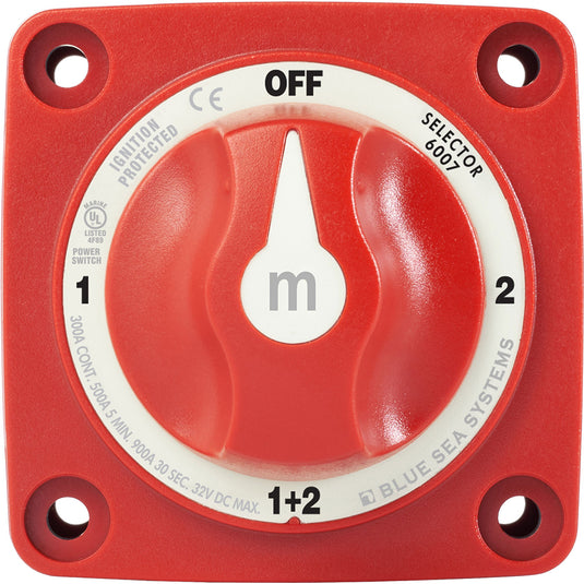 Blue Sea 6007 m-Series (Mini) Battery Switch Selector Four Position Red
