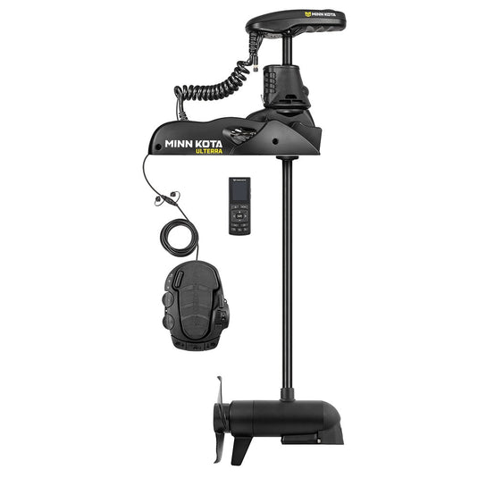 Minn Kota Ulterra 2 80 lb freshwater trolling motor with 45-inch shaft, built-in Humminbird MEGA Down Imaging, wireless remote, automatic stow/deploy and electronic Power Trim