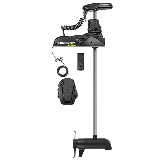 Minn Kota Ulterra 2 80 lb freshwater trolling motor with 60-inch shaft, built-in Humminbird Dual Spectrum CHIRP sonar, wireless remote, automatic stow/deploy and electronic Power Trim, part number 1358978