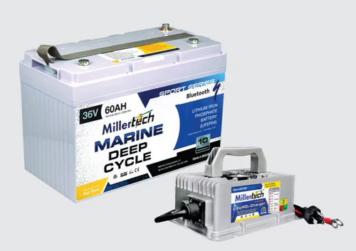 Millertech BOOST Bundle (1) 36V 60ah Trolling Battery w/ 36V Charger