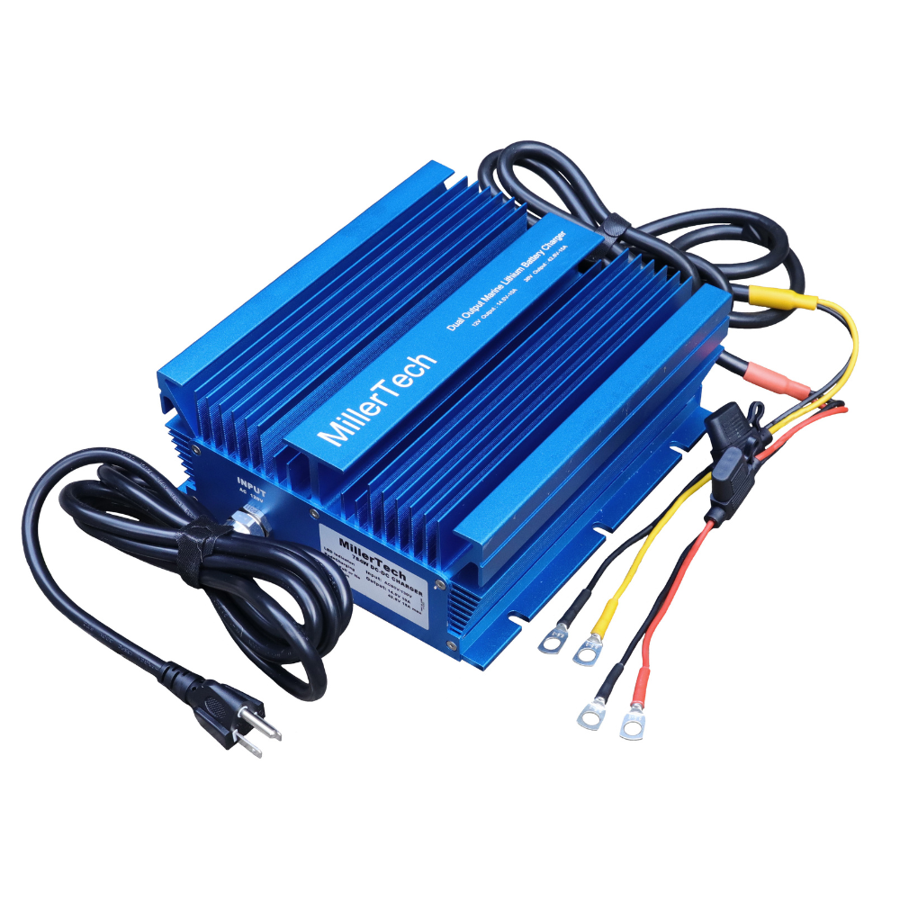 MillerTech Marine Dual 2 Bank LiFePo4 Lithium Battery Charger 36V / 12 ...