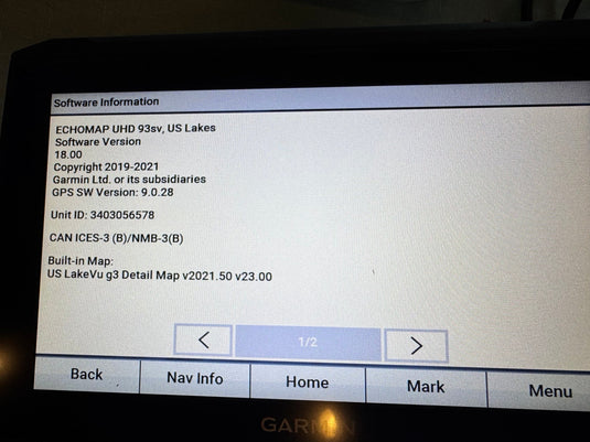 Used Garmin Echomap 93sv UHD