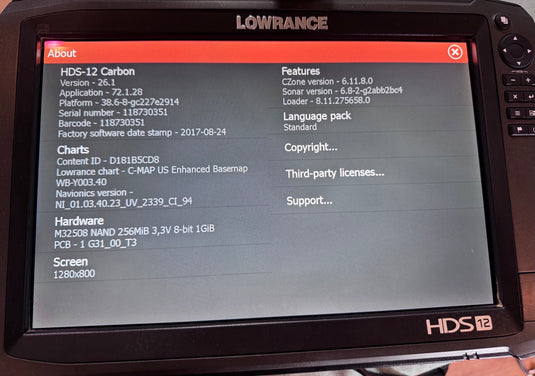 Used Lowrance HDS Carbon 12