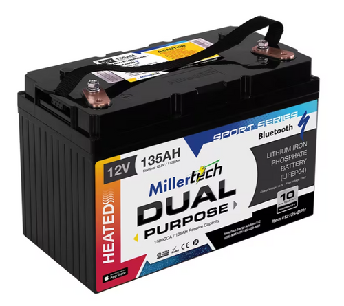 MillerTech 12V 135ah Bluetooth Lithium Cranking Battery HEATED