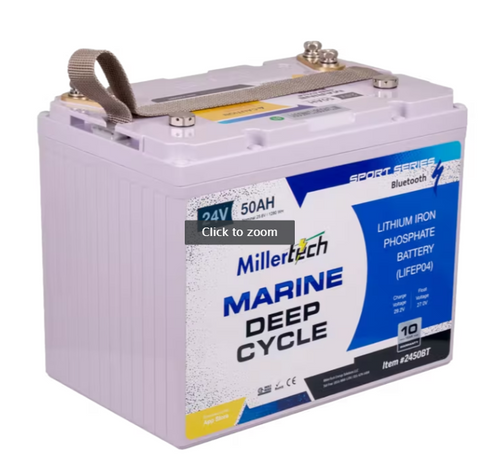 MillerTech 24V 50ah Sport Series Lithium Battery w/ Bluetooth GROUP 24