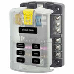BLUE SEA SYSTEMS ST Blade Fuse Block, 6 Circuits with Negative Bus and Cover